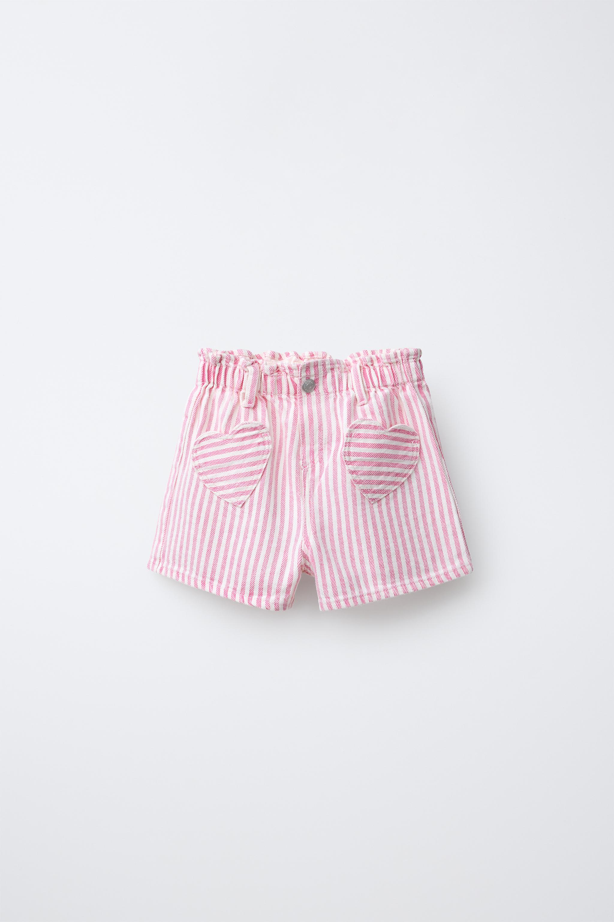 TWILL STRIPED HEART POCKET SHORTS